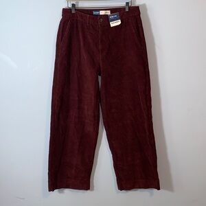 Old Navy women’s high rise wide leg Corduroy Pants Deep Red maroon wine  12 NWT